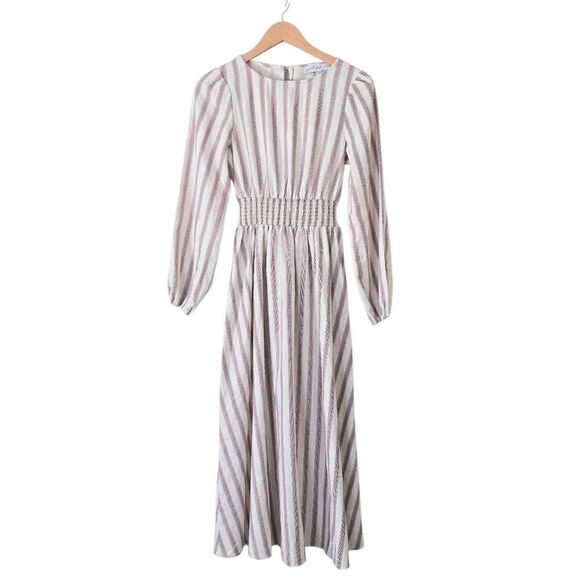Petal & Pup Jimi Stripe Long Sleeve Maxi Dress Size Extra Small Oatmeal Malva NW - Picture 3 of 7